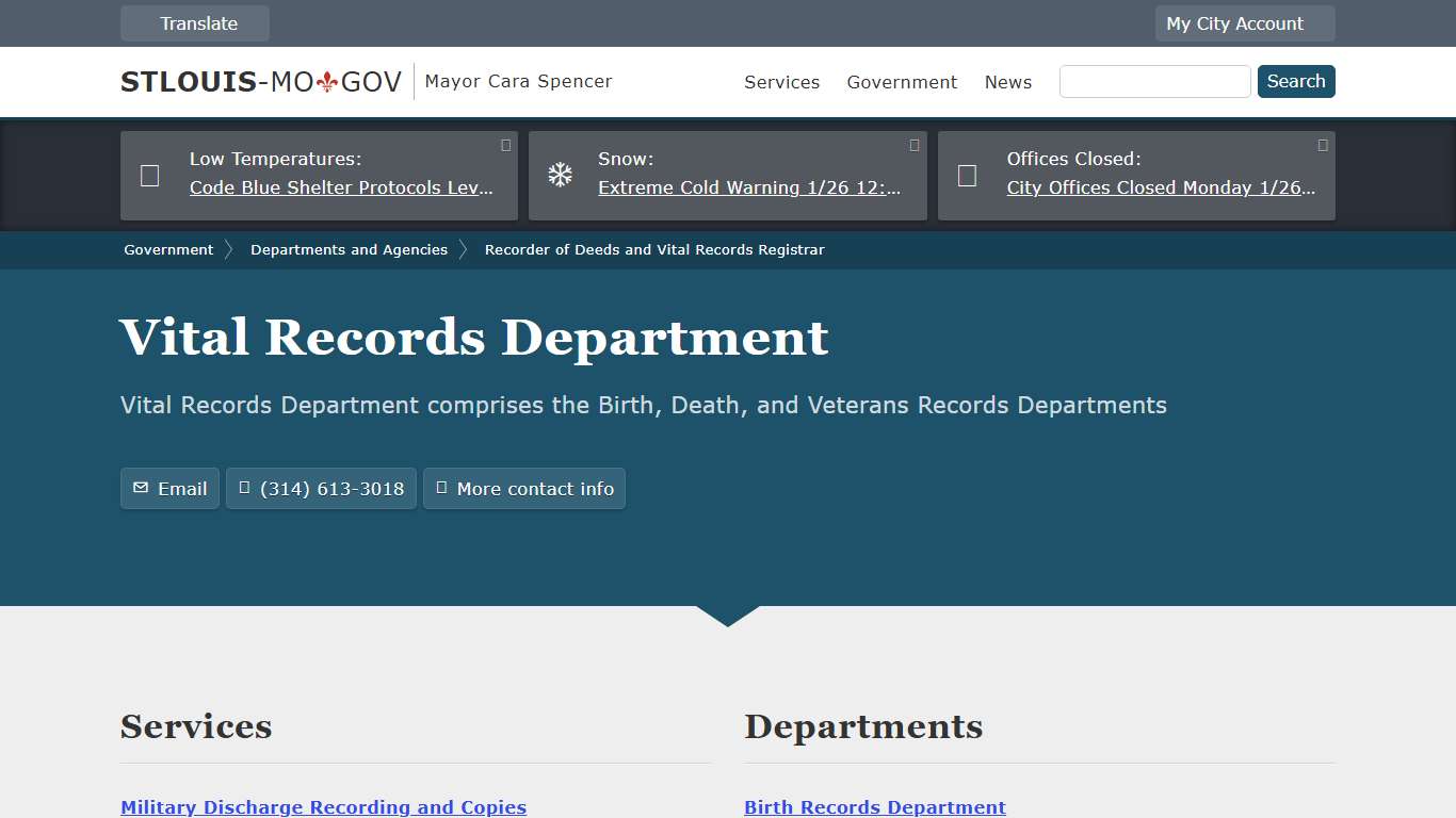 Vital Records Department