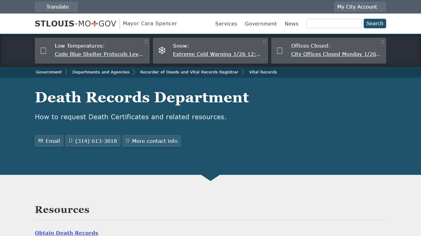Death Records Department
