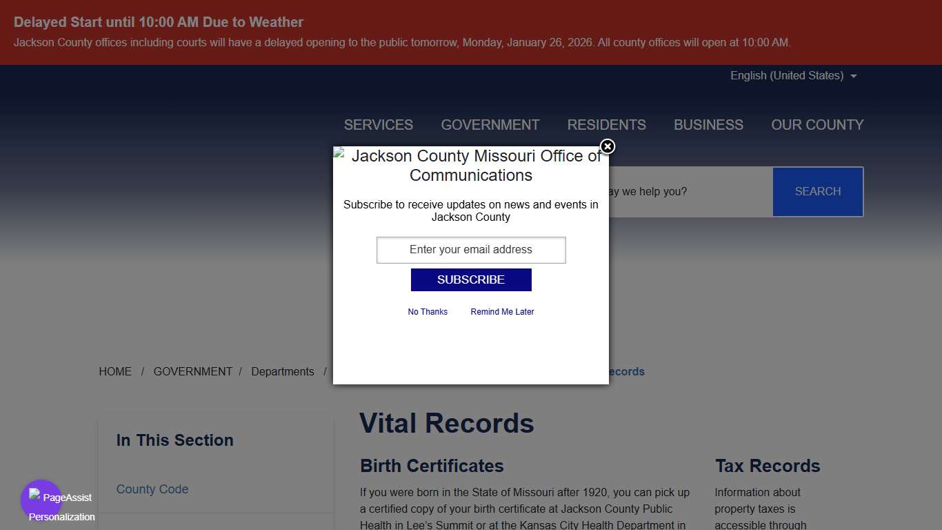 Vital Records - Jackson County MO
